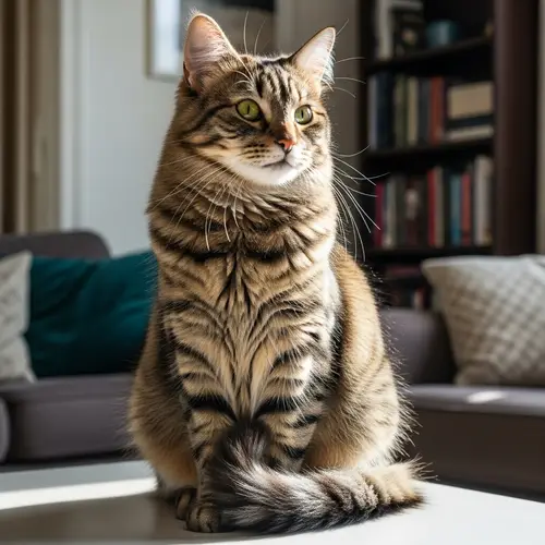 Serene Fluffy Cat in Warm Home Environment | Cozy Cat Image