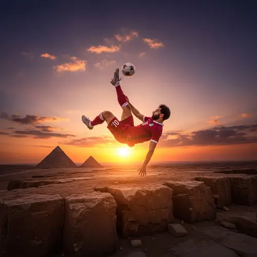 Soccer Player's Spectacular Bicycle Kick at Ancient Egyptian Pyramids