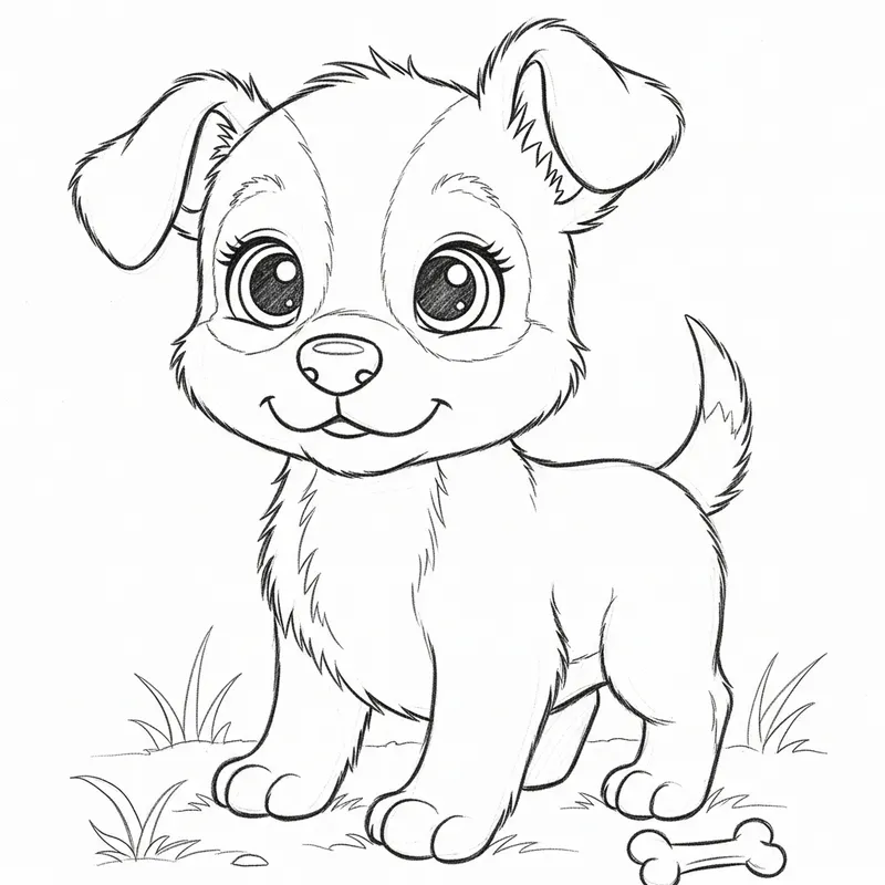 Adorable Puppy Pencil Sketch for Coloring Book | Draw with Expressive Eyes and Clear Lines Adorable Puppy Pencil Sketch for Coloring Book | Draw with Expressive Eyes and Clear Lines