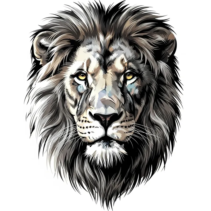 Abstract Lion Face Sticker - Minimalistic Black Streaks Design