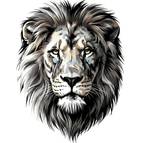 Minimalist Lion Face Art - Majestic Jungle King Portrait