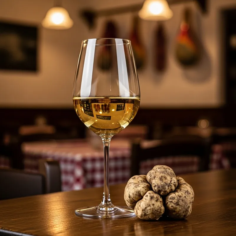 Elegant Glass of White Wine and Truffle | Authentic Italian Restaurant