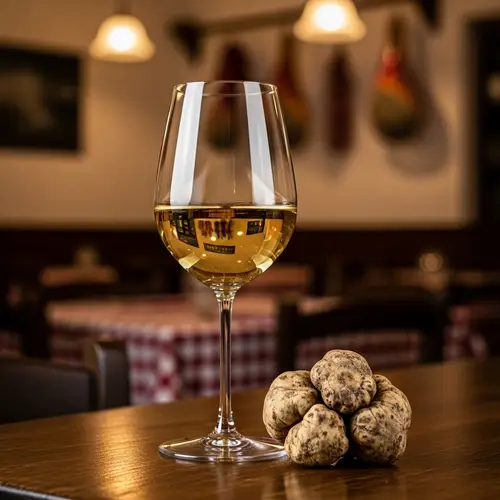Elegant Glass of White Wine with White Truffle | Italian Restaurant