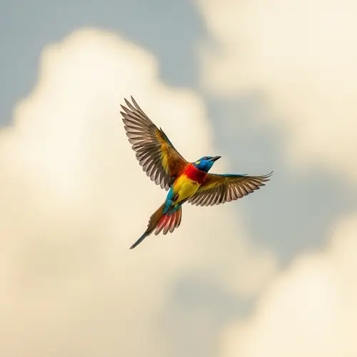 Colorful Bird Soaring High in the Sky
