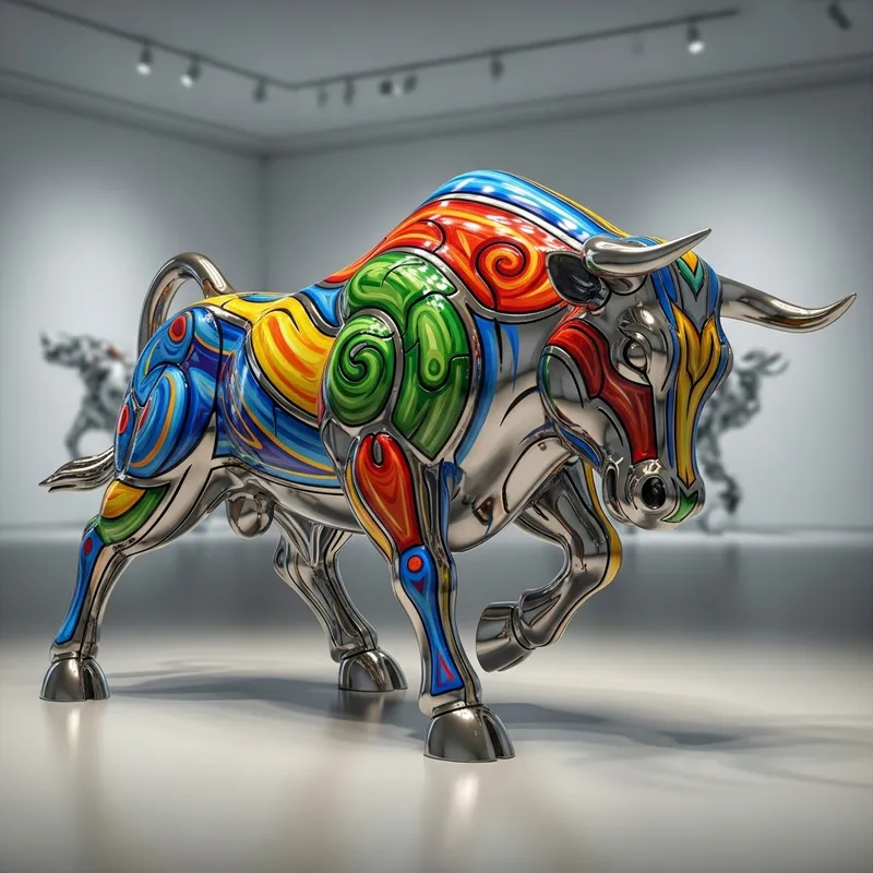 Majestic Steel Bull with Elegant Colors