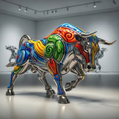 Majestic Steel Bull Sculpture | Elegant & Flamboyant Design