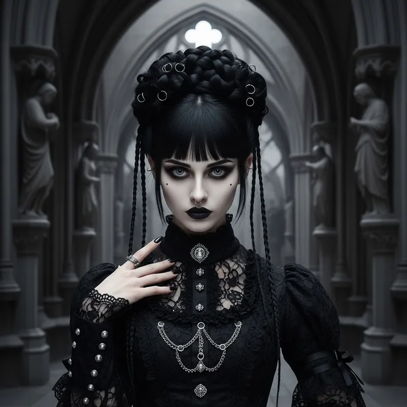 Gothic Girlfriend Fashion: Dark Makeup & Elaborate Braids