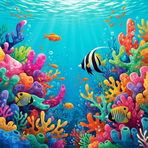Colorful Coral Reef Illustration - Underwater Artwork