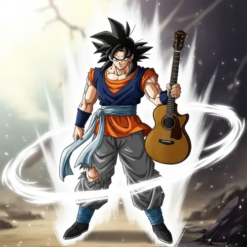 Goku Ultra Instinct with Guitar - Fictitious Anime Character