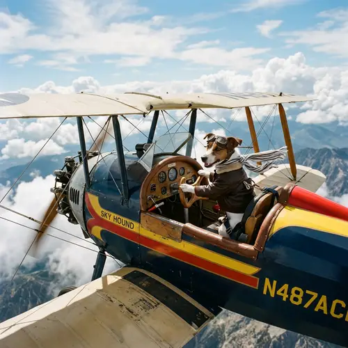 Dog Flying an Airplane