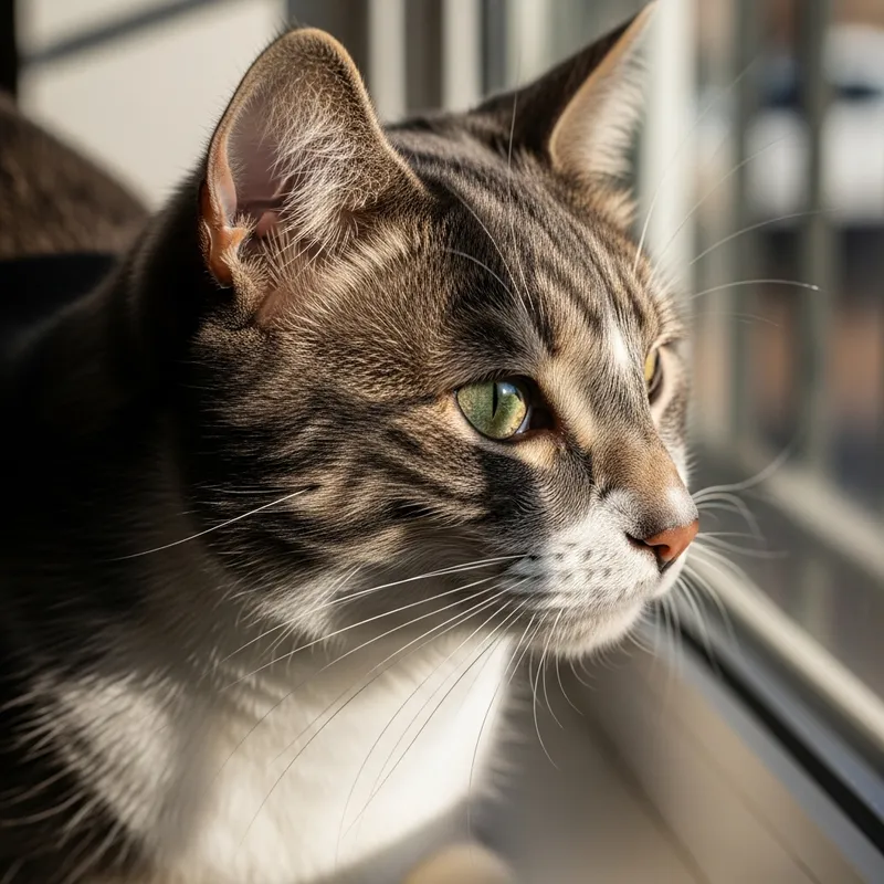 Adorable Cat Sitting on a Windowsill | Elegant Mix of Colors