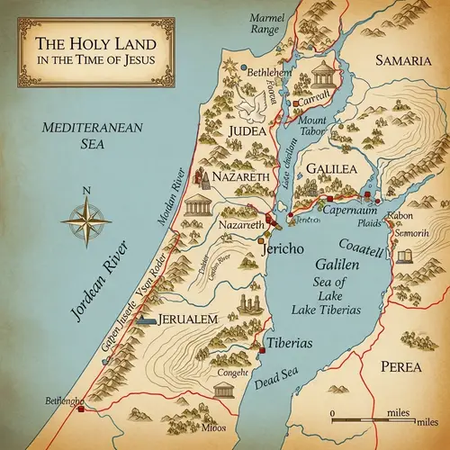 Historical Map of Holy Land - 1st Century AD Borders Revealed