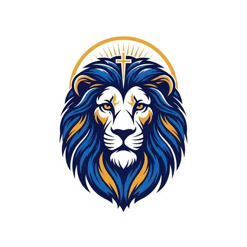 Regal Lion Church Logo Design in Blue & Gold