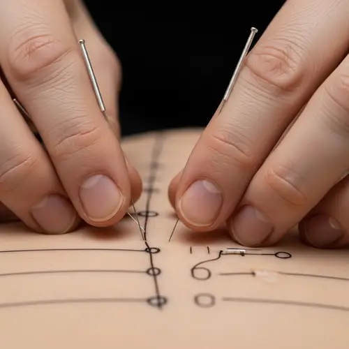 Intricate Meridian-Style Japanese Acupuncture Close-Up Image