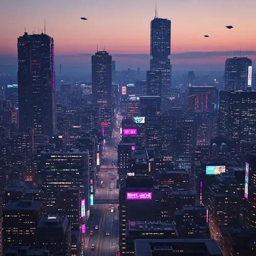 Futuristic Urban Landscape - Cyberpunk Aesthetic | Dusk Panorama