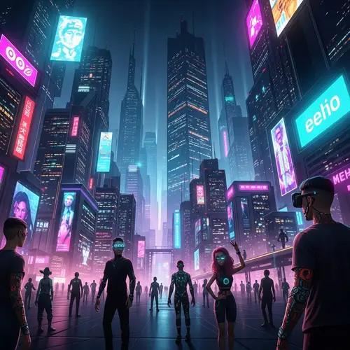 Futuristic Cyberpunk Metaverse Cityscape Artwork