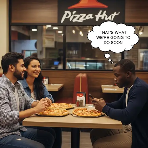 Romantic Pizza Hut Date Scene | Diverse Group in Restaurant