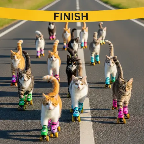 Cats Roller Skating in Summer Fun