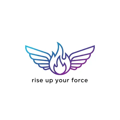 Modern Digital Marketing Logo with Fire and Wings | Rise Up Your Force