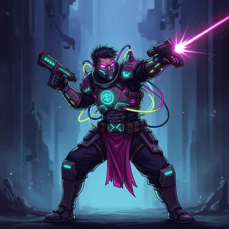 Epic Cybernetic Warrior in Action Pose Epic Cybernetic Warrior in Action Pose