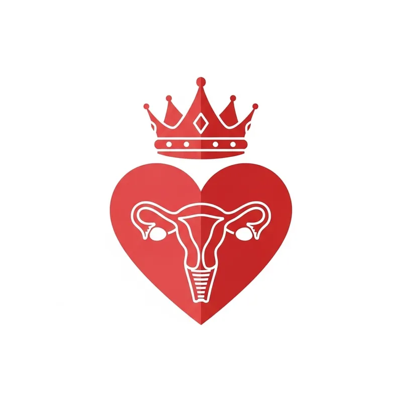 Captivating Heart with Crown and Uterus Icon - Flat Design