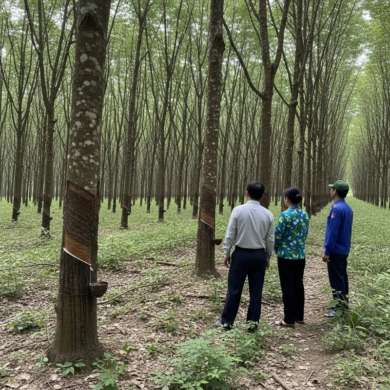 Vietnamese Rubber Tree Forest After Night Battle