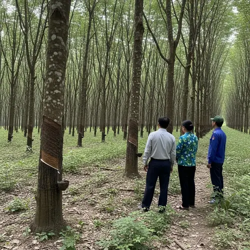 Vietnamese Rubber Tree Forest After Cannon Fire