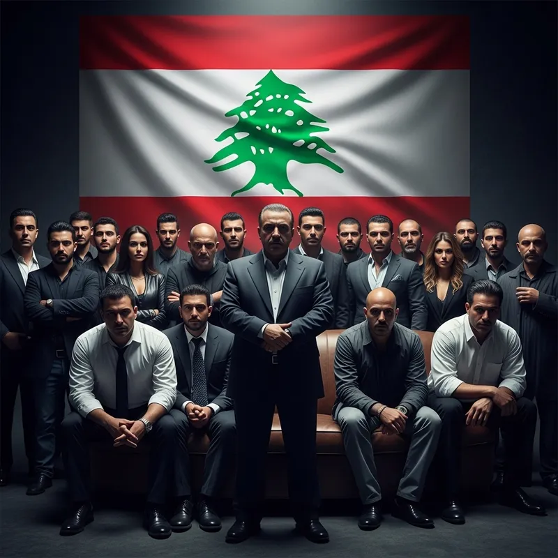 Lebanon Mafia Members With Lebanese Flag in Background