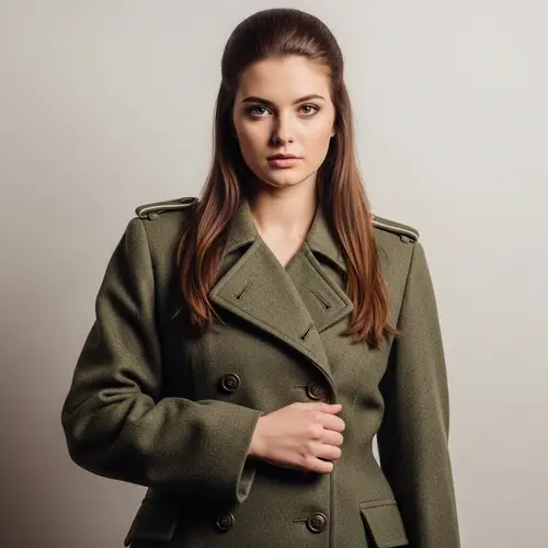 Young Caucasian Female Historical German Military Attire