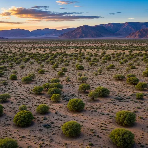 Desert Landscape with Verdant Trees | Majestic Mountains