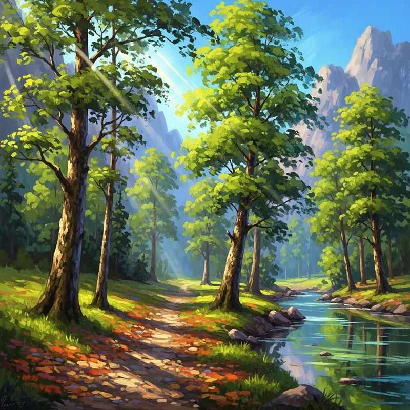 Serenity in Forest – Impressionist Landscape Painting