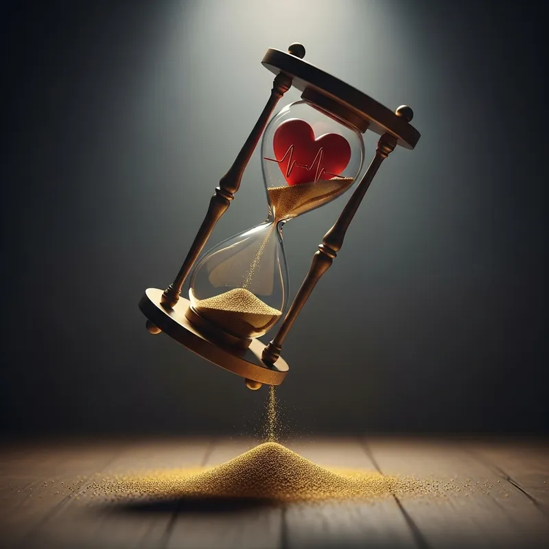 Suspended Miscarriage | Heart Trapped in Hourglass Illustration