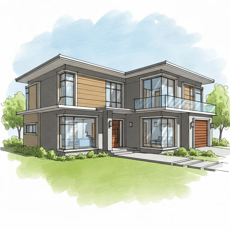 Modern Two-Storey House Design with Glass Window