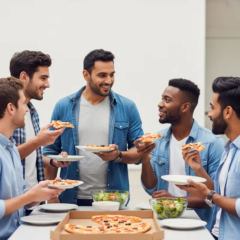 College Students Dining with Professor: Pizza & Salad Chat