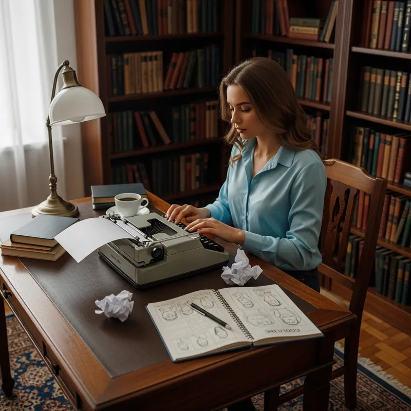 Young Female Aspiring Writer - Dream Pursuit Moment Young Female Aspiring Writer - Dream Pursuit Moment