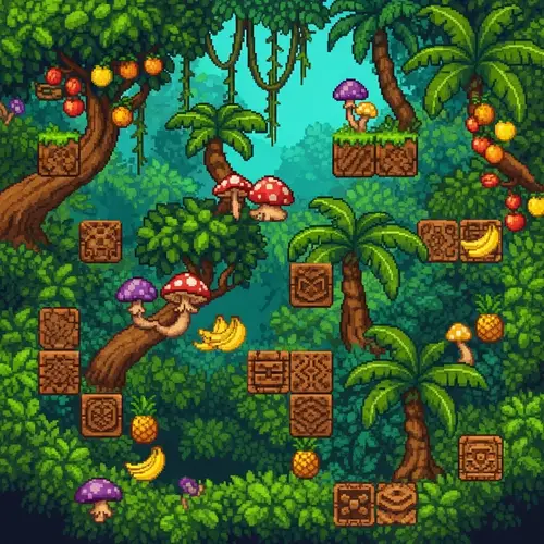 Pixel Art Jungle Tile Set | Video Game-Inspired Designs