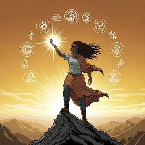 Empowering Black Female on Mountain Peak | Strength and Unity