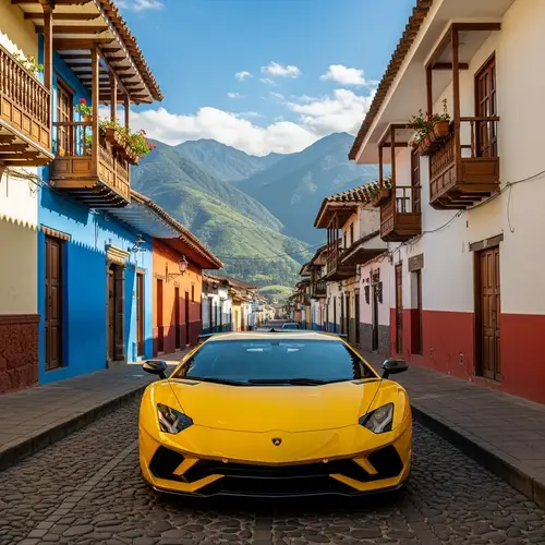 Luxurious Lamborghini Sports Car in Old Town Ecuador