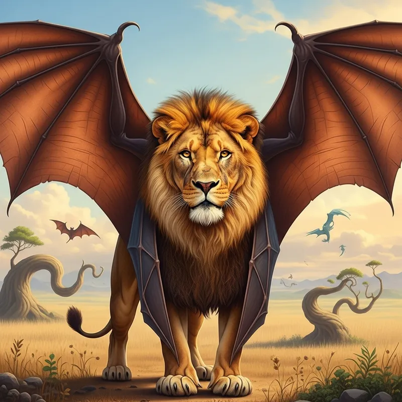 Majestic Lion with Bat Wings - Assertive Confidence