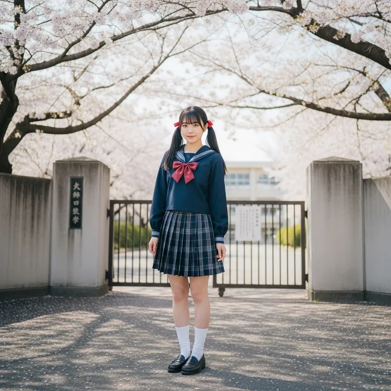 Japanese JK Girl in Navy Sailor Suit | Classic School Uniform