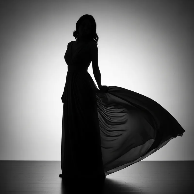 Graceful Nude Female Silhouette on Monochromatic Background Graceful Nude Female Silhouette on Monochromatic Background