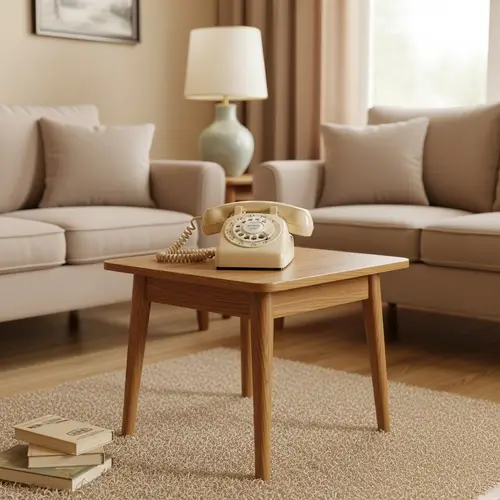 Vintage Living Room with Rotary Telephone - Mid-20th Century Decor