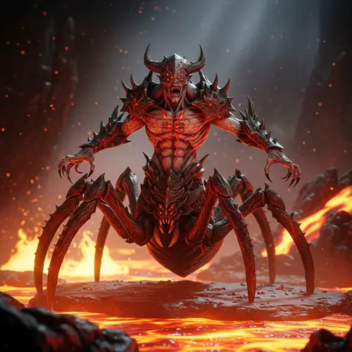 8K HD Render of Anthropomorphic Arachnid Demon in Video Game Style