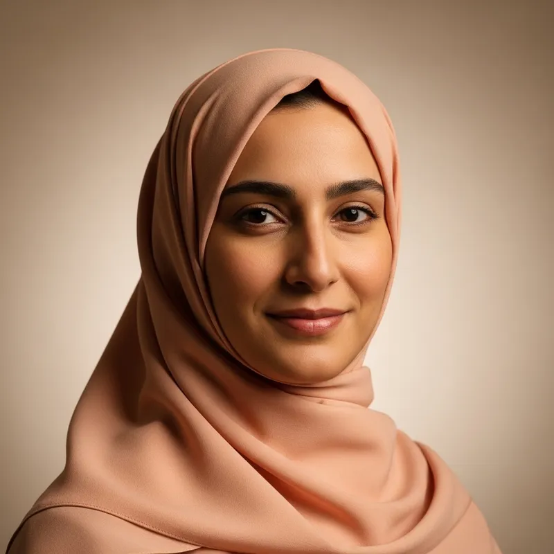 Peach-Colored Hijabist Woman with Serene Expression