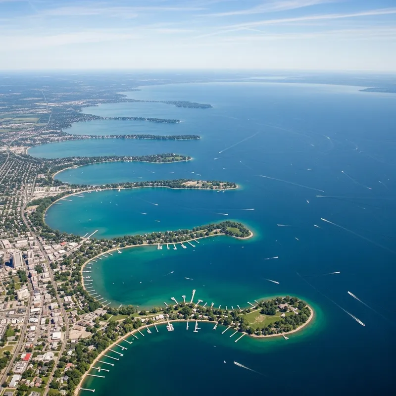 Aerial View of Great Lakes: Stunning Blue & Green Hues