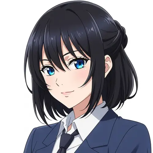Anime Girl with Blue Eyes and Black Hair | Youthful Vibrancy