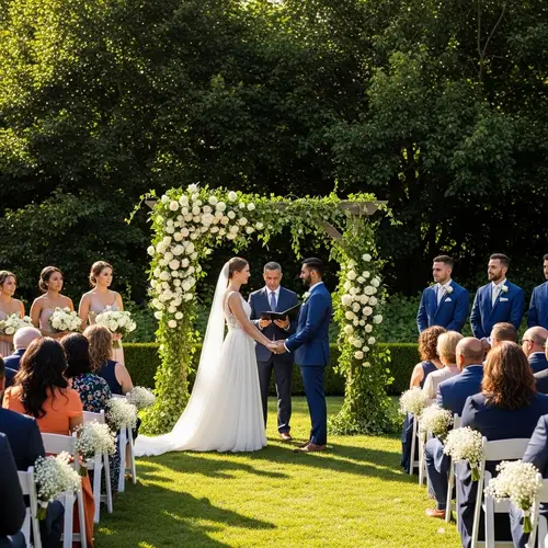 Romantic Outdoor Wedding Ceremony in Lush Garden
