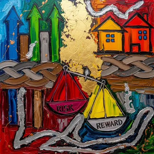 Abstract Investment Strategy Oil Painting with Bold Brush Strokes