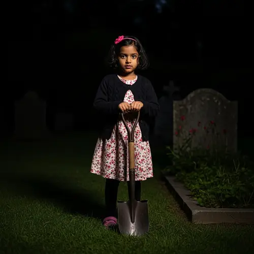 Captivating Garden Scene: Young South Asian Girl in Dark Night