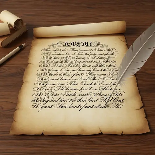 Vintage Parchment Paper: Handwritten Text with Quill and Ink